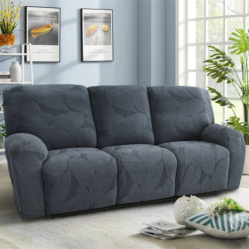 housse canapé rétractable gris feuilles moderne poche adhésive places 68cm 99cm