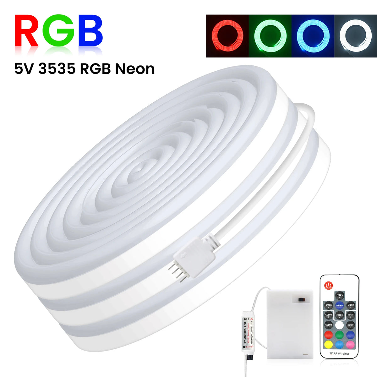 ruban led neon rgb bluetooth flexible étanche télécommande piles chambre moderne