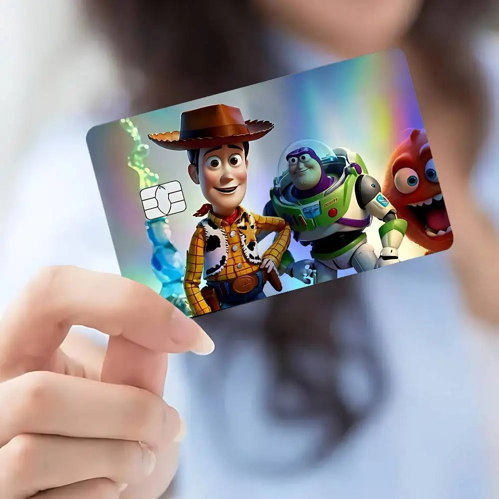 autocollant réfléchissant carte multicolore dessins animés personnages moderne bleu violet rose jaune vert