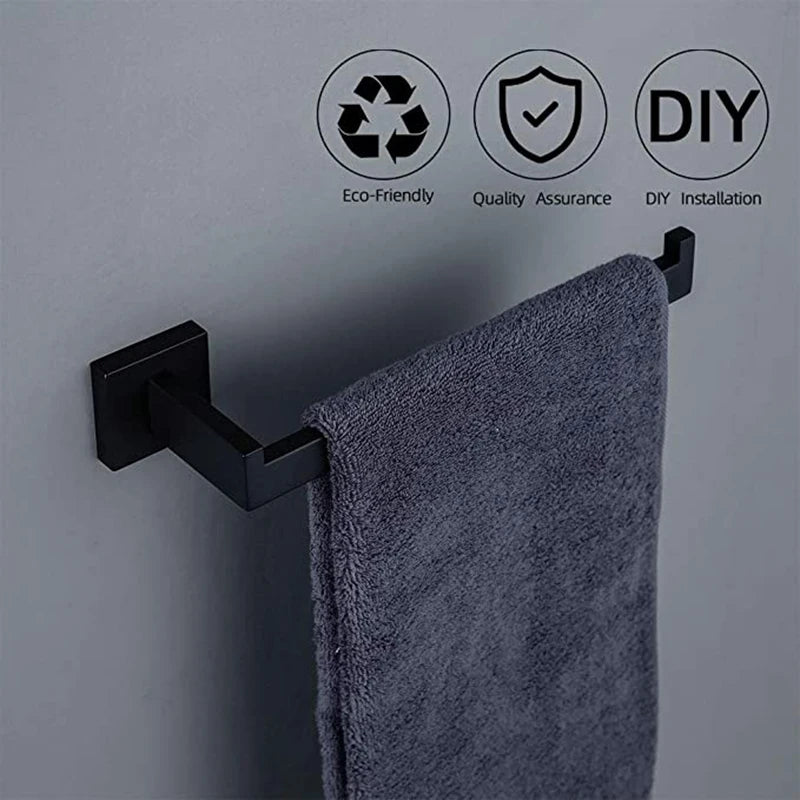 accessoires salle bain noir mat moderne porte serviettes rouleau papier savon