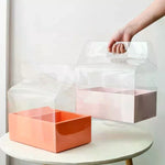 boîte gâteau transparente poignée détachable compartiments rose clair LOVE FASHION GIRL moderne minimaliste
