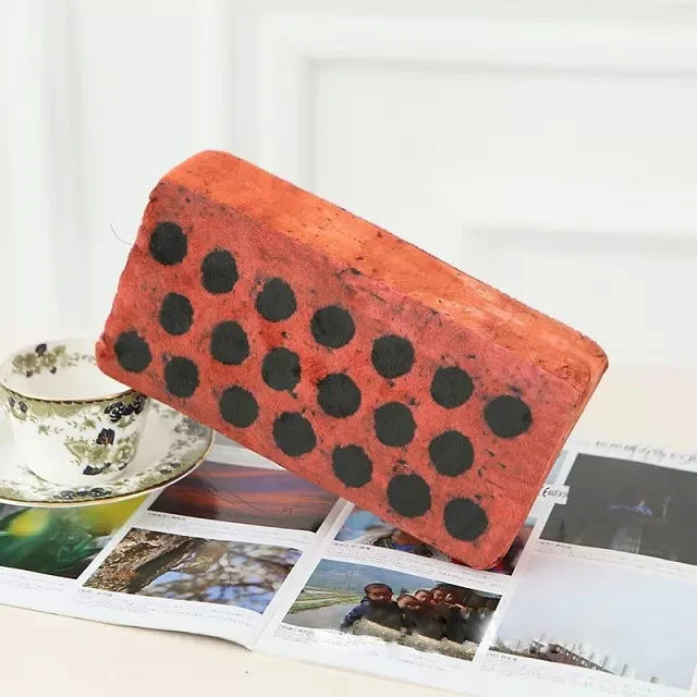 oreiller brique rouge brun rustique mousse mémoire forme rectangulaire texture taches noiresmassage coton polyester