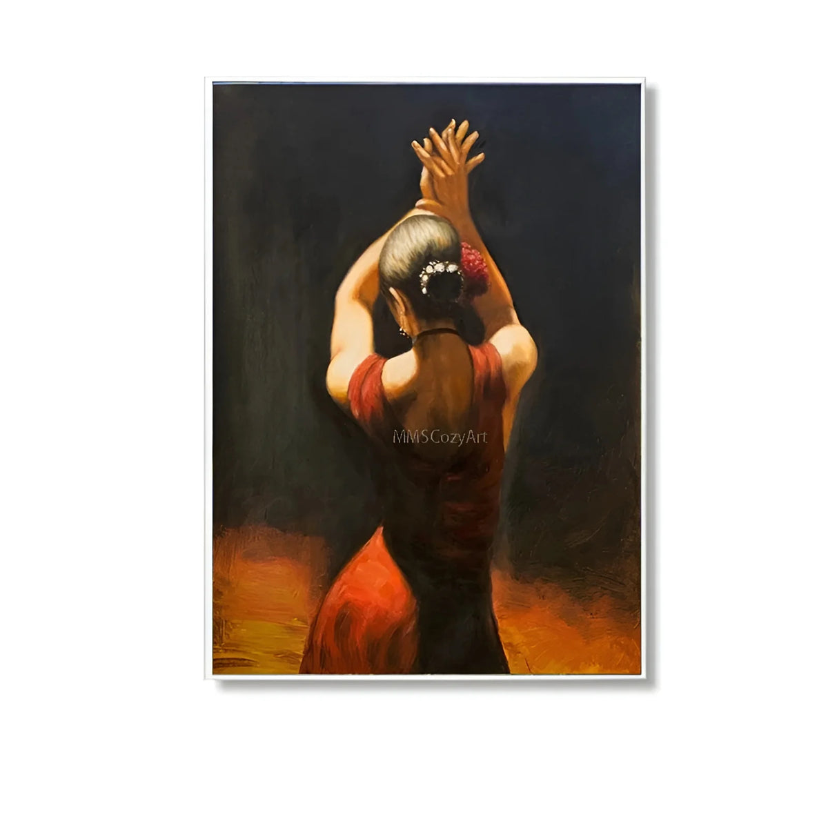 peinture l'huile femme flamenco toile rouge noir contemporaine sans cadre haute qualité