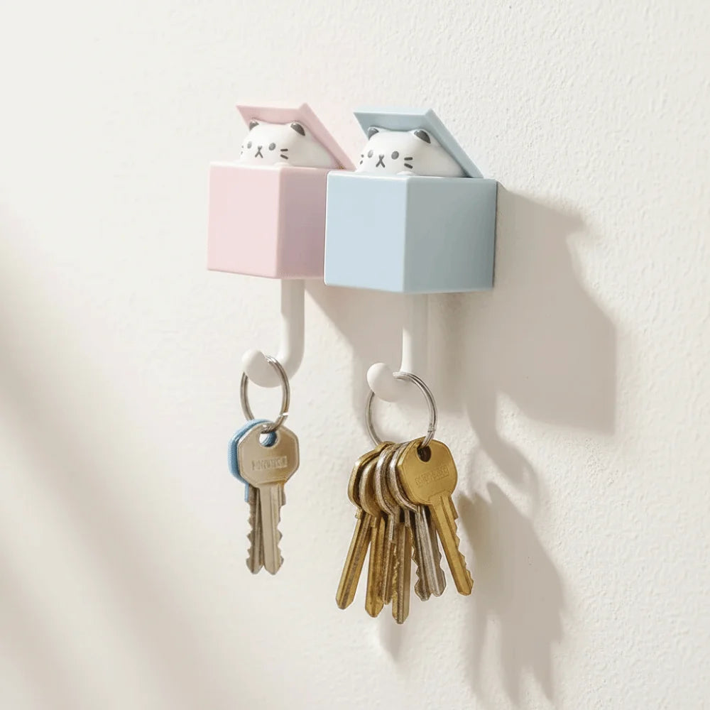 porte clés porte parapluie adhésif moderne motif animal chat ours blanc rose