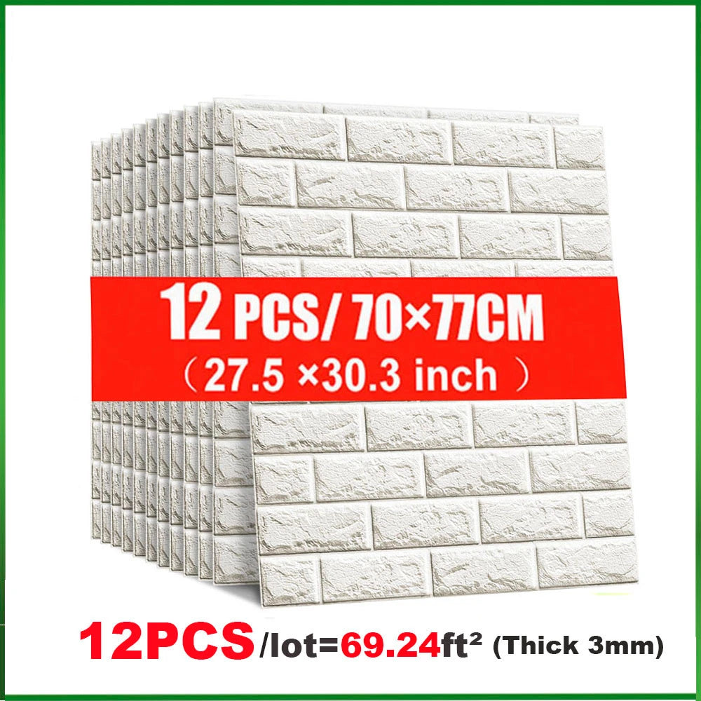 décoration murale moderne panneau adhésif brique texture blanc résistant humidité 70x77cm