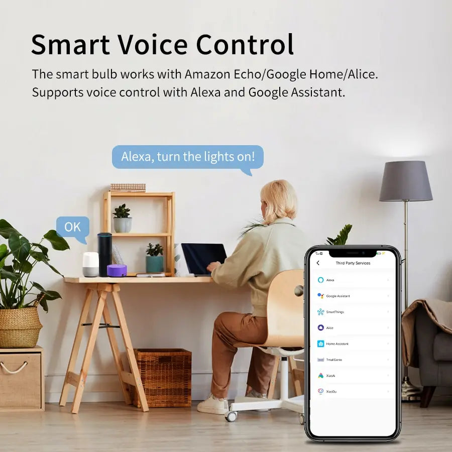 ampoule led intelligente e27 multicolore blanc rouge vert compatible google alexa contrôle application mobile