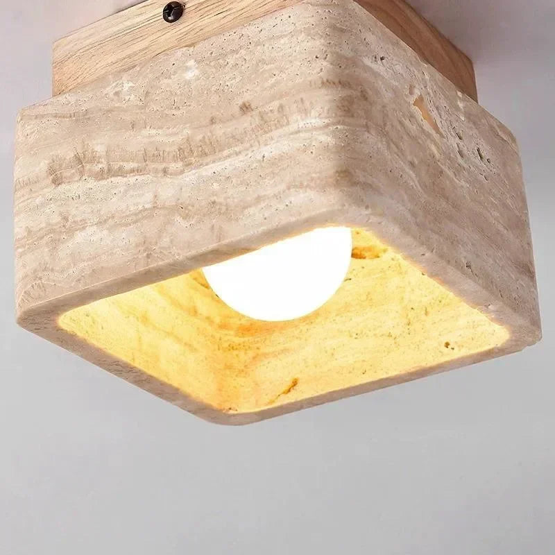 lampe moderne rustique bois beige brun clair texture marbrée fixations vis included