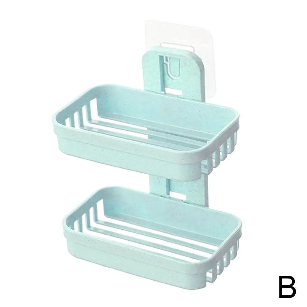 support savon moderne adhésif bleu clair gris rose texture granulée salle bain baignoire évier