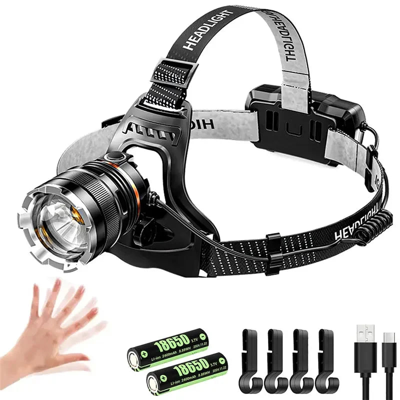 lampe frontale led rechargeable noire ajustable plein air 1000lm étanche modes luminosité différents certifications