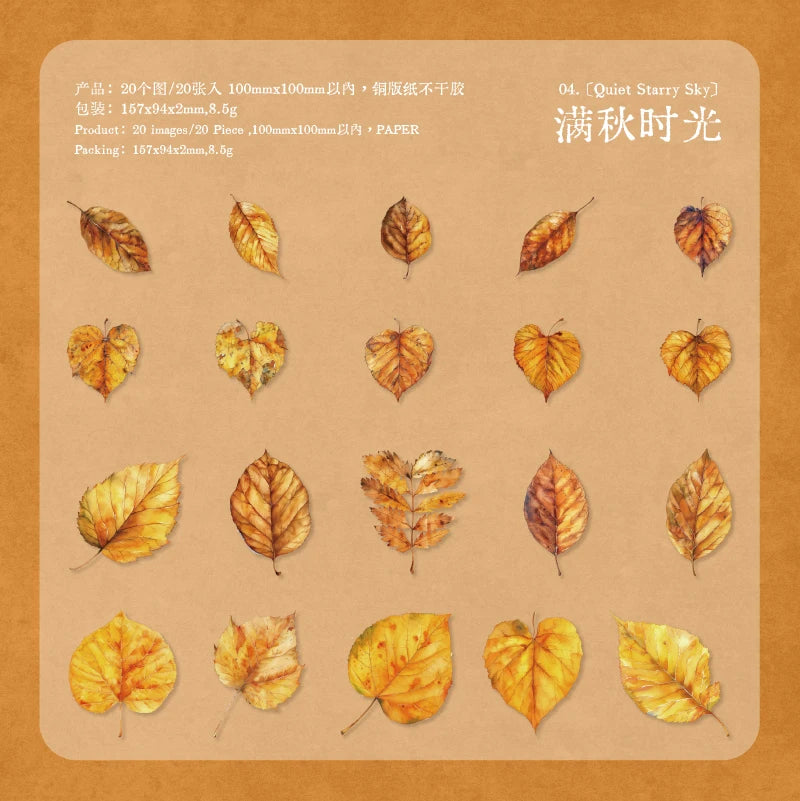 feuilles artificielles orange rouge vert bleu marron jaune adhésives scrapbooking bricolage papeterie manuelle naturelle