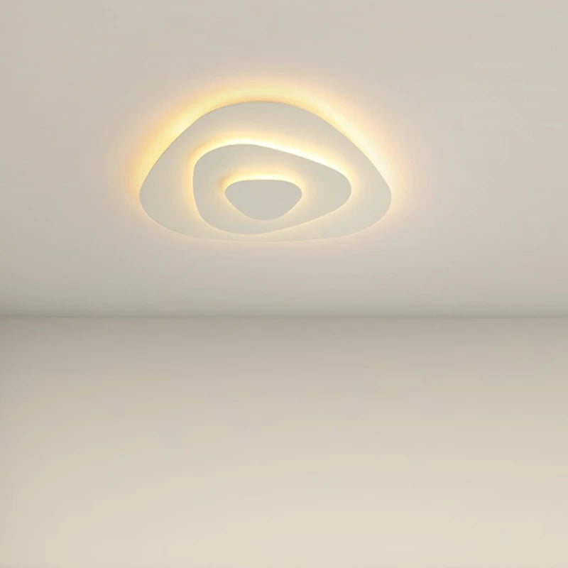 plafonnier moderne blanc géométrique cercles concentriques luminaire led salon salle manger chambre