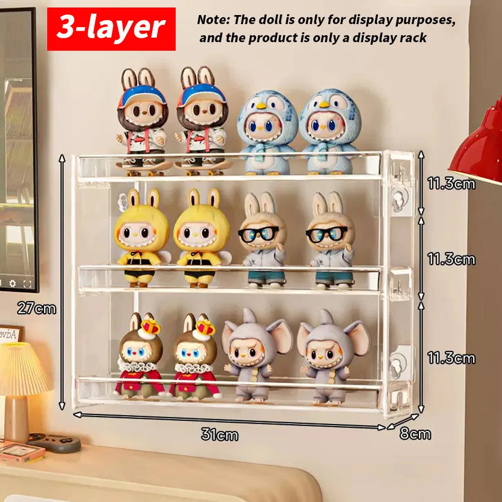 présentoir mural multifonctionnel clips fixation mur transparent figurines animées divers articles rangement couleurs modernes