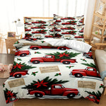 ensemble literie impression 3d camions noel blanc rouge vert oreillers taies doreiller drap plat