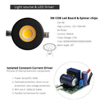 spots led noir blanc réglables 3w cob 270lm moderne aluminium