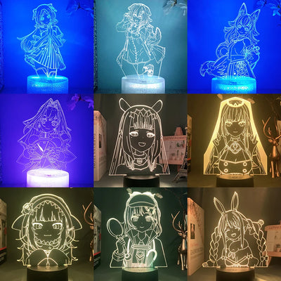 Lampe de chevet LED 3D anime Hololive Ouro Kronii Ninomae Inanis en blanc
