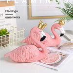 figurines flamants roses décoratives résine texturée moderne ornement blanc doré chambre
