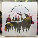 tableau mural paysage arbres oiseaux fleurs blanc vert rose marron contemporain