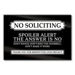 Panneau no soliciting métal noir texte blanc relief classique décoration muraleextérieur jardin 8x12inch