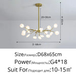 suspension lumineuse or blanc feuilles stylisées opalescente contemporaine 18 ampoules