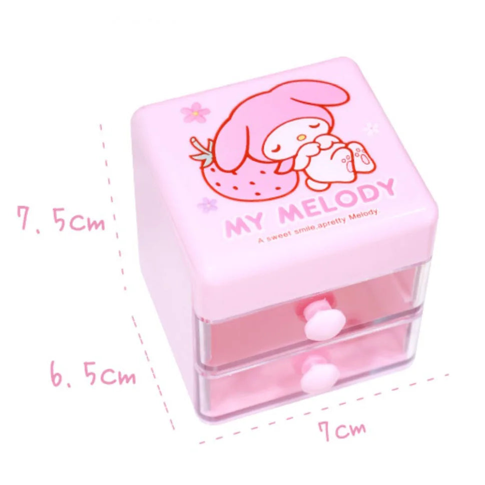 boîtes bijoux dessins animés hello kitty my melody cinnamoroll kawaii poignées blanches rose blanc