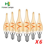 ampoules led vintage transparentes dorées spirale orange e12 e14 2200k 25000h 85mm