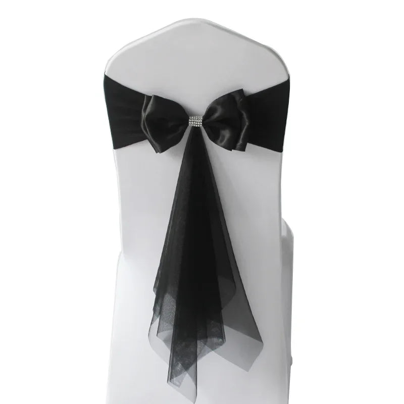 décoration chaise mariage sash papillon tulle organza couleur variée événementiel festive reception simple
