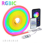 ruban led néon multicolore synchronisation musicale application bluetooth ambiance chambre fête noël
