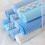 tissu coton bleu clair imprimé points rayures triangles zigzag moderne décontracté biodegradable 160cm