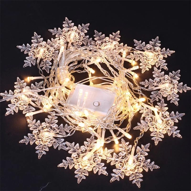 guirlande lumineuse flocons neige étoiles multicolore blanc rouge vert bleu décoration noël festive chambre
