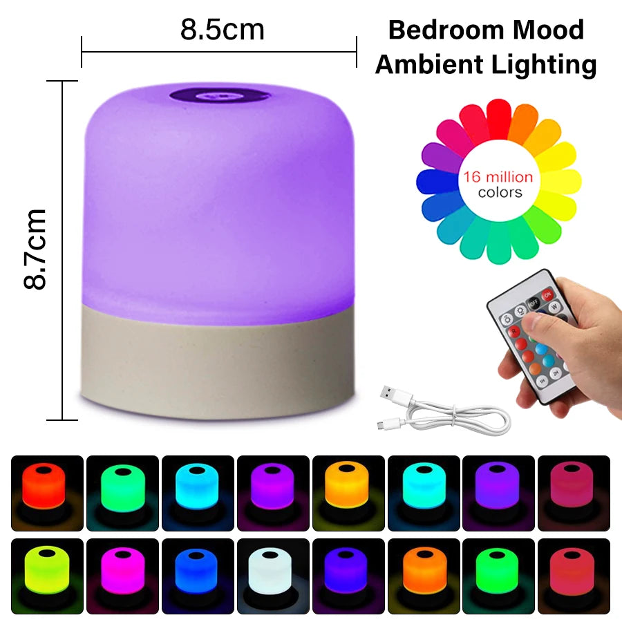 lampe table rechargeable led dimmable blanc gris moderne chambre veilleuse atmosphère rectangle ab