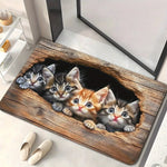 tapis moderne chatons trou bois multicolore antidérapant intérieur salon chambre