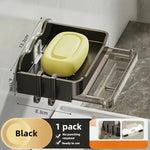 porte savon mural adhésif gris moderne double drainage salle bains organisateur plastique