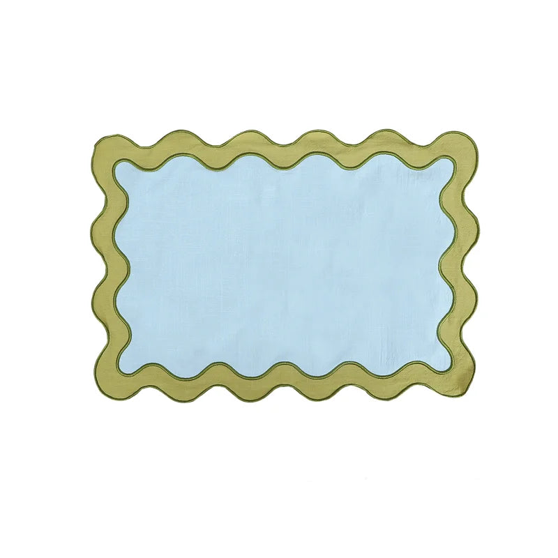 serviette table coton brodée bordure ondulée moderne décoration banquet mariage