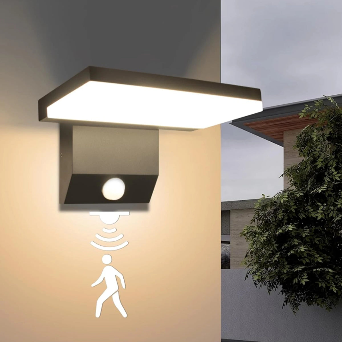 lampe murale détecteur mouvement noir moderne led ip65 étanche 2492000lm 110240v