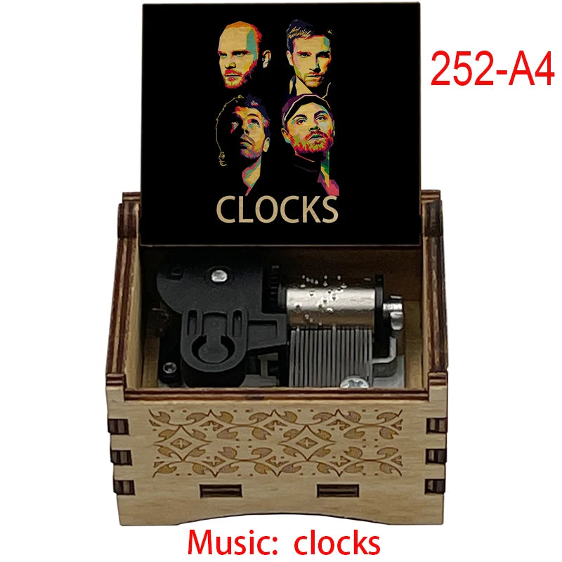 boîte musicale bois naturel motifs floraux 18 tons vintage manivelle horlogerie artisanale