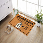 tapis porte personnalisé chat antidérapant imprimé marron blanc gris