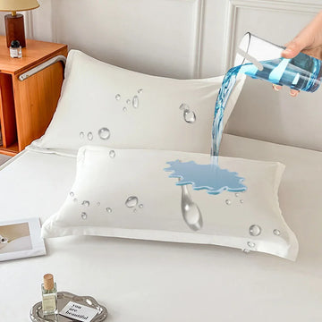 protège oreiller imperméable blanc gris bleu marine vert rose gouttes d'eau moderne