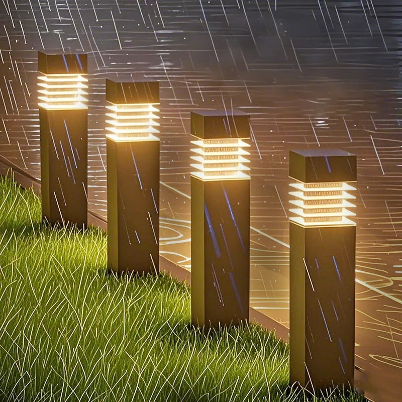 lumière solaire led moderne noire rayures horizontales ip65 étanche patio jardinextérieur