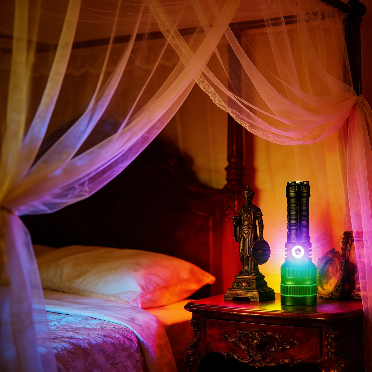lampe torche led puissante rechargeable panneau solaire intégré lumière intense résistante chocs auto défense