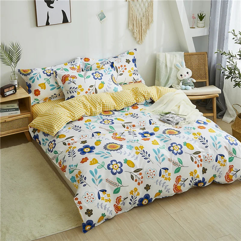 Housse de couette pliée montrant sa texture en polyester/coton