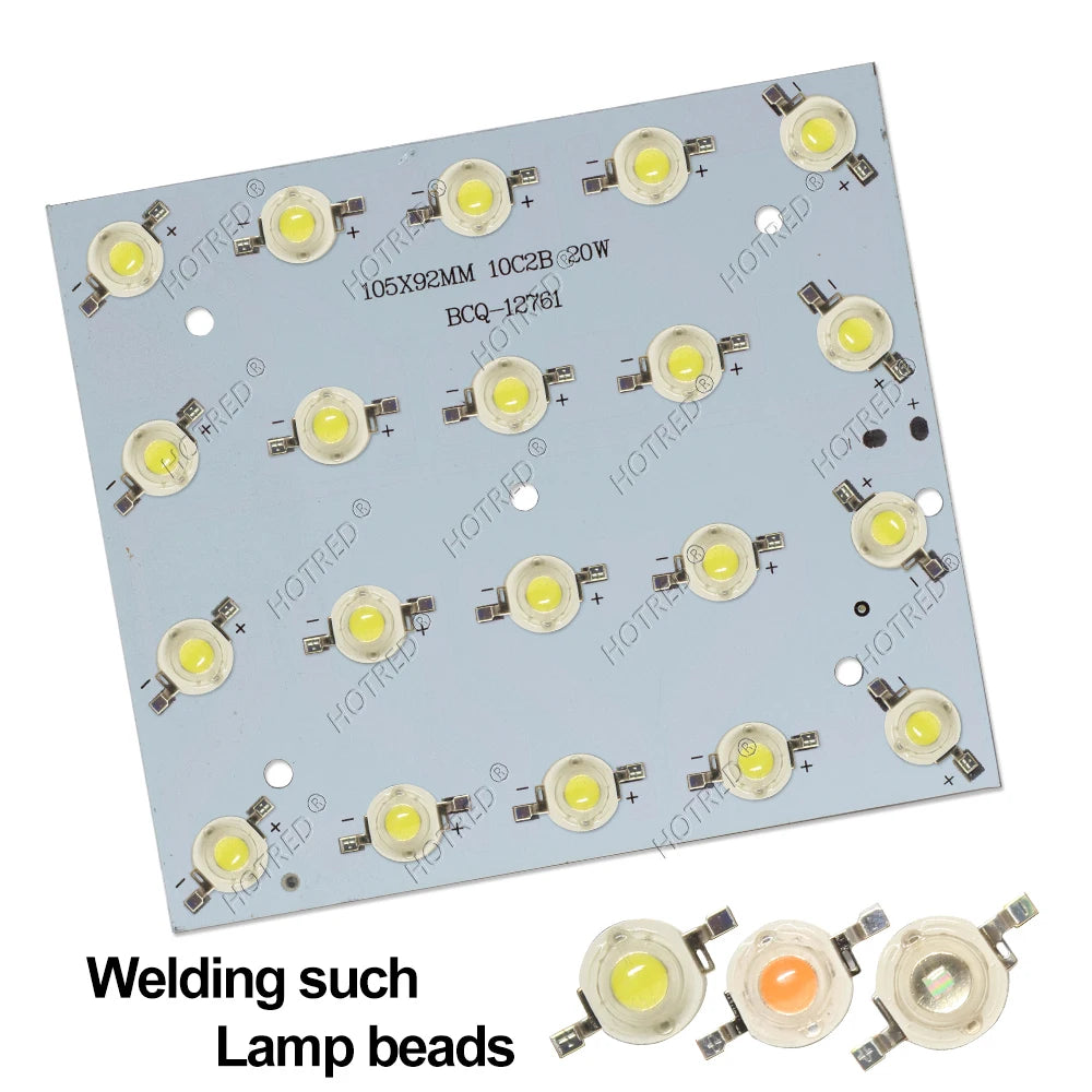 support led pcb aluminium 105mm 92mm lentille réflecteur moderne joint étanche 20w 60w fixations