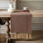 chinois table chemin marron lin texture classique tassel doré