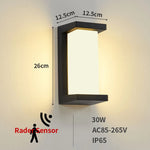éclairage extérieur led applique murale moderne radar ip65 noir hydrofuge 18w 30w
