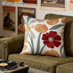 housse coussin décoratif motif floral brodée blanc rouge orange gris bohème rustiqueintérieur salon canapé