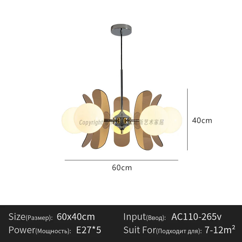 suspension lumineuse moderne disques géométriques blanc marron orange doré