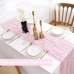 nappe longue rose bleu clair semi transparente tissée gaufrée élégante romantique corde tressée fixation