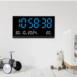 grande horloge murale digitale moderne horaire calendrier température réveil couleur noir rouge bleu blanc