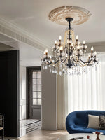 lustre cristal noir blanc classique baroque suspension salon chambre