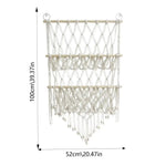 décoration murale macramé géométrique bohème franges suspendu tige bois ethnique artisanal triangles losanges