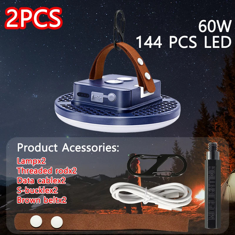 lampe camping rechargeable led bleu moderne aimantée compacte suspension perforée